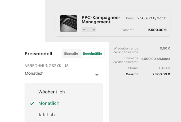 Advanced Quotes Recurring Payments DE